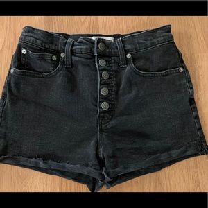Madewell hi waist black jean shorts